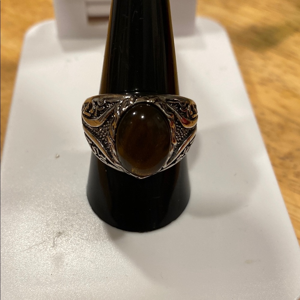 Silver Ring with Brown Stone